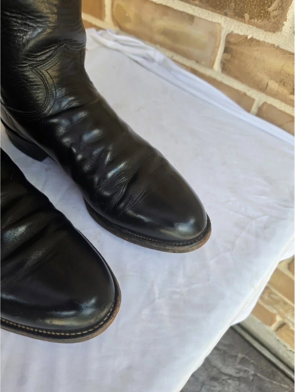 Vintage Justin Roper Boots Mens 10.5 D Black Leather Cowboy Western USA 3133